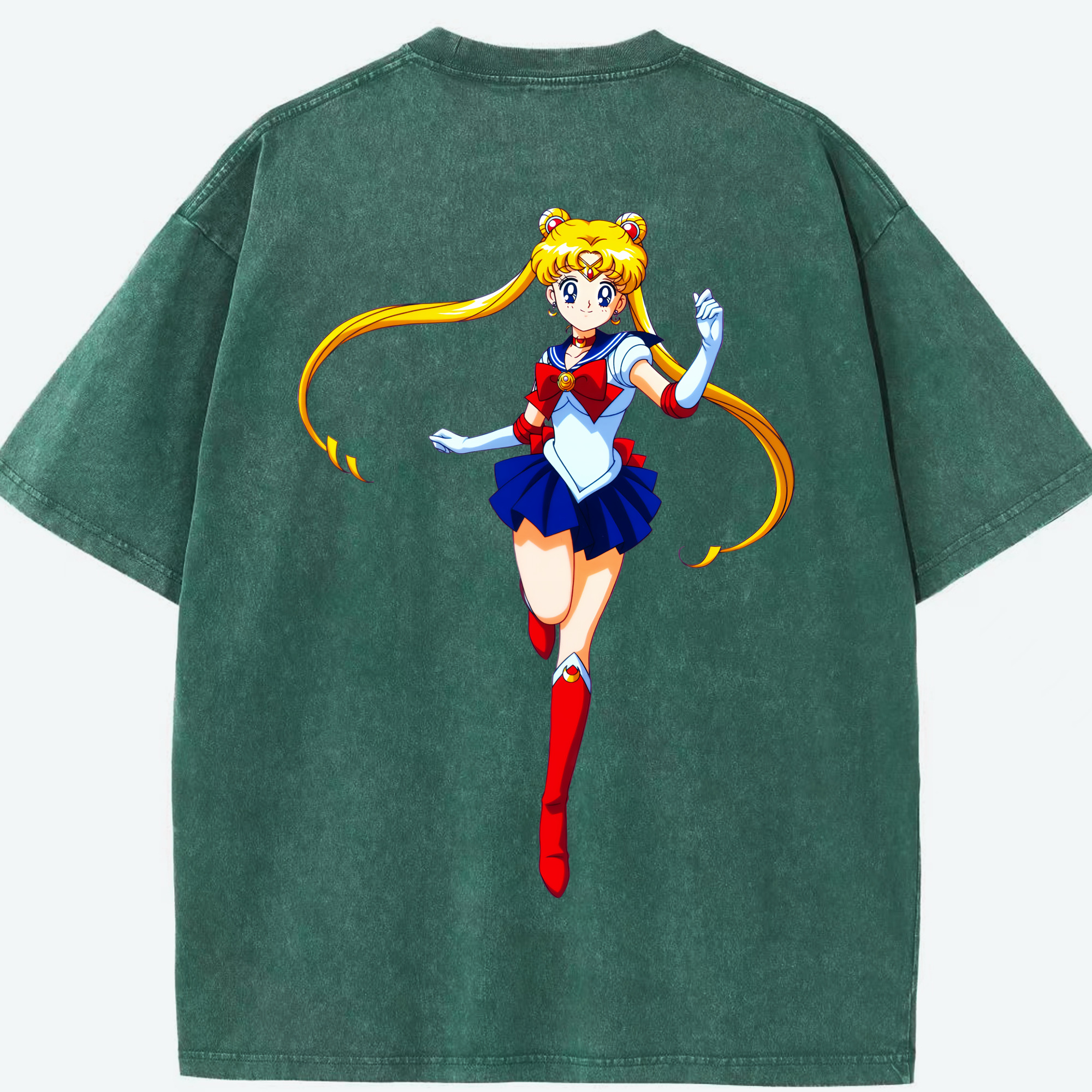 （画像用） 美少女戦士セーラームーン 月野 うさぎ つきの うさぎ Sailor Moon Tsukino Usagi 綿100% ヴィンテージ風 半袖Tシャツ（背面プリント）